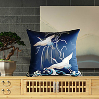 Light Luxury Chinese Style Silk Pillow Case Cover Living Room Bedroom Sofa Cushion Cover Modern Sample Room Cushion Cover