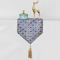 Light Luxury Home Furnishings Blue Small Grid Jacquard Dining Table Desk Model Room Soft Decoration Hall Decoration Table Runner Tablecloth