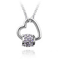Light Purple Shining Crystal And Platinum Plated Alloy Pendant Necklace