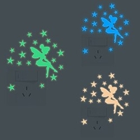 Light Switch Stickers - Cartoon Fairy Stars Blue Green Pink Luminous Wall Stickers Switch Wall Decal Glow In The Dark Cat Room Decor Kitchen Sticker Baby Room Wall Decorations miniinthebox
