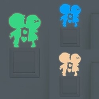 Light Switch Stickers Cartoon Lovers Blue Green Pink Luminous Wall Stickers Switch Wall Decal Glow In The Dark Cat Room Decor Kitchen Sticker Baby Room Wall Decorations miniinthebox