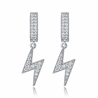 lightning bolt earrings for men women 14k gold plated fashion hip hop jewelry gifts (silver)