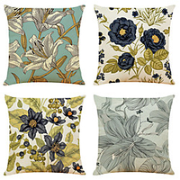 Lily Double Side Cushion Cover 4PC Soft Decorative Square Throw Pillow Cover Cushion Case Pillowcase for Bedroom Livingroom Superior Quality Machine Washable Indoor Cushion for Sofa Couch Bed Chair miniinthebox