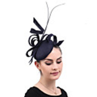 Linen / Cotton Blend Fascinators / Flowers / Headdress with Feather / Floral 1 Party / Evening / Outdoor / Horse Race Headpiece