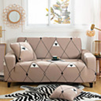 Lines Print 1-Piece Sofa Cover Couch Cover Furniture Protector Soft Stretch Slipcover Spandex Jacquard Fabric Super Fit for 1~4 Cushion Couch and L Shape Sofa, Easy to Install(1 Free Cushion Cover)