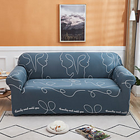 Lines Print 1-Piece Sofa Cover Couch Cover Furniture Protector Soft Stretch Slipcover Spandex Jacquard Fabric Super Fit for 1~4 Cushion Couch and L Shape Sofa, Easy to Install(1 Free Cushion Cover)