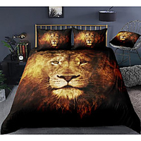lion print 3-piece duvet cover set hotel bedding sets comforter cover with soft lightweight microfiber,  include 1 duvet cover,  2 pillowcases for double/queen/king(1 pillowcase for twin/single)