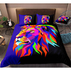 Lion Print 3-Piece Duvet Cover Set Hotel Bedding Sets Comforter Cover with Soft Lightweight Microfiber,  Include 1 Duvet Cover,  2 Pillowcases for Double/Queen/King(1 Pillowcase for Twin/Single)