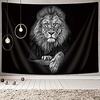 lion tapestry,  wild animal african lion on black background,  tapestries wall hanging for bedroom living room collage dorm room