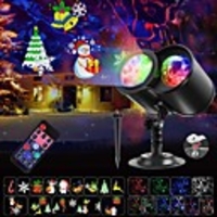 LITBEST Christmas Projector Lights 2-in-1 Ocean Wave LED Waterproof Light Outdoor Indoor Light for Xmas Theme Holiday Party Landscape Decorations (16 Slides 10 Colors)