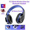 LITBest 5 Wireless Bluetooth Headset 350mA Over Ear 9D Stereo Sound Foldable Headphone Support Card/Bluetooth/Wired Connection Earphone