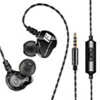 LITBest CK9 Wired In-ear Earphone 3.5mm Audio Jack Dual Drivers with Microphone with Volume Control Sweatproof InLine Control for Travel Entertainment