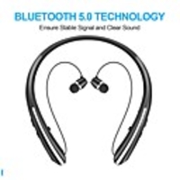 LITBest HX801S Bluetooth Retractable Headphones Wireless Headset Neckband Earbuds Sports Noise Cancelling Stereo Earphones with Mic