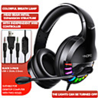LITBest Q2 Gaming Headset Surround Sound USB 3.5mm Wired RGB Light Game Headphones with Microphone for Tablet PC