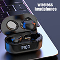 LITBest TW16 Wireless Earbuds TWS Headphones Bluetooth5.0 Stereo Dual Drivers with Charging Box Smart Touch Control LED Power Display for Sport Fitness