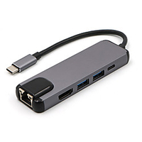 LITBest USB 3.1 Type C to HDMI 2.0 / USB 3.0 / USB 3.0 Type C / RJ45 USB Hub 5 Ports High Speed