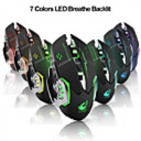 LITBest X8 Wireless 2.4G Optical Gaming Mouse Ergonomic Mouse Led Breathing Light 1800 dpi 3 Adjustable DPI Levels 6 pcs Keys