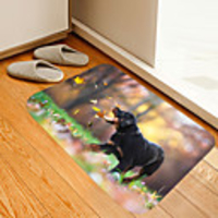 Lively Big Black Dog Digital Printing Floor Mat Modern Bath Mats Nonwoven / Memory Foam Novelty Bathroom