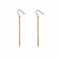 long bar dangle earrings for women girl.vertical stick round line bar drop earring simple geometric strip dangling earring (gold)