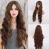 Long Brown Wigs for Women - Natural Wavy Hair Synthetic Wigs With Bang (Free Wig Cap) miniinthebox