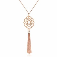 long necklaces for woman minimalist geometric circle pendant necklaces bohemia tassel fringe necklace set statement pendant (rose gold)