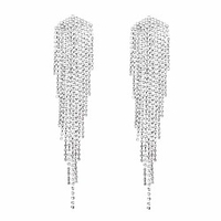 long rhinestone fringe earrings - big rhinestone metal chain tassel dangle earrings for women girls,  large bling crystal rhinestone chandelier drop earrings (long gold golden rhinestone earrings a)