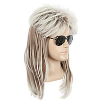Long Rock Star Style Wig 70s 80s Halloween Cosplay Wig no glasses miniinthebox
