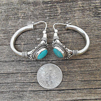 long rui cross-border hot selling european and american fashion retro turquoise earrings boho style oval earrings miniinthebox