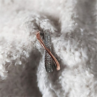 long rui hot-selling wish cross-border e-commerce supply european and american jewelry simple x-shaped cross diamond two-tone ring miniinthebox