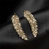 long rui wish new small fresh and micro-inlaid zircon gold and silver leaf earrings european and american fashion ladies