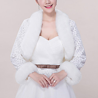 Long Sleeve Coats / Jackets / Shawls Faux Fur Wedding / Party / Evening Shawl Wrap / Women