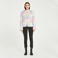 Long Sleeve Coats / Jackets Faux Fur Party / Evening / Office / Career Bolero With Color Block