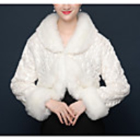 Long Sleeve Coats / Jackets Faux Fur Party / Evening Women