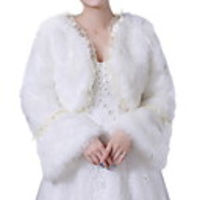 Long Sleeve Shawls Faux Fur Wedding Women