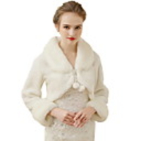 Long Sleeve Shawls Faux Fur Wedding Women