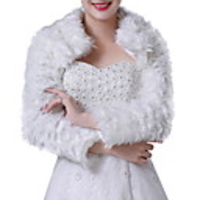 Long Sleeve Shawls Faux Fur Wedding Women