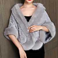 Long Sleeve Shawls Faux Fur Wedding Women