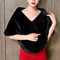 Long Sleeve Shawls Faux Fur Wedding Women