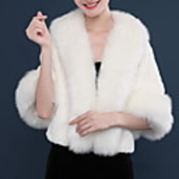 Long Sleeve Shawls Faux Fur Wedding Women
