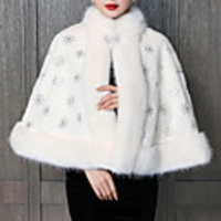 Long Sleeve Shawls Faux Fur Wedding Women