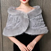 Long Sleeve Shawls Faux Fur Wedding Women