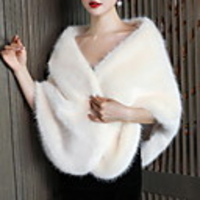 Long Sleeve Shawls Faux Fur Wedding Women