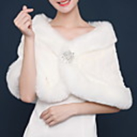 Long Sleeve Shawls Faux Fur Wedding Women