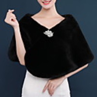 Long Sleeve Shawls Faux Fur Wedding Women