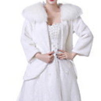 Long Sleeve Shawls Faux Fur Wedding Women