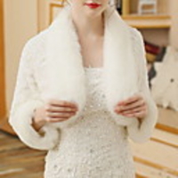 Long Sleeve Shawls Faux Fur Wedding Women