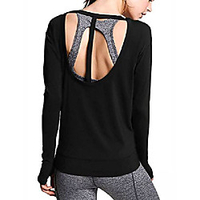 long sleeve workout yoga shirts tops - women black m