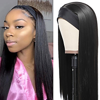 Long Straight Headband Wigs Heat Resistant Synthetic Hair Wig Machine Made Wig For black Women No Colored Headband miniinthebox