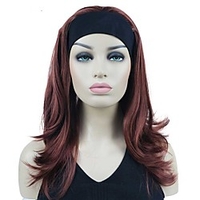 Long Straight Layered Headband attached Bleach Burgundy Full Synthetic Wig Hair Piece miniinthebox