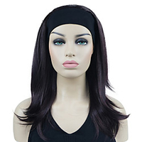 Long Straight Layered Headband attached Bleach Burgundy Full Synthetic Wig Hair Piece miniinthebox